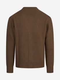 Cardigan con finiture traforate marrone - dettaglio del prodotto
