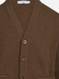 Cardigan con finiture traforate marrone - vista posteriore