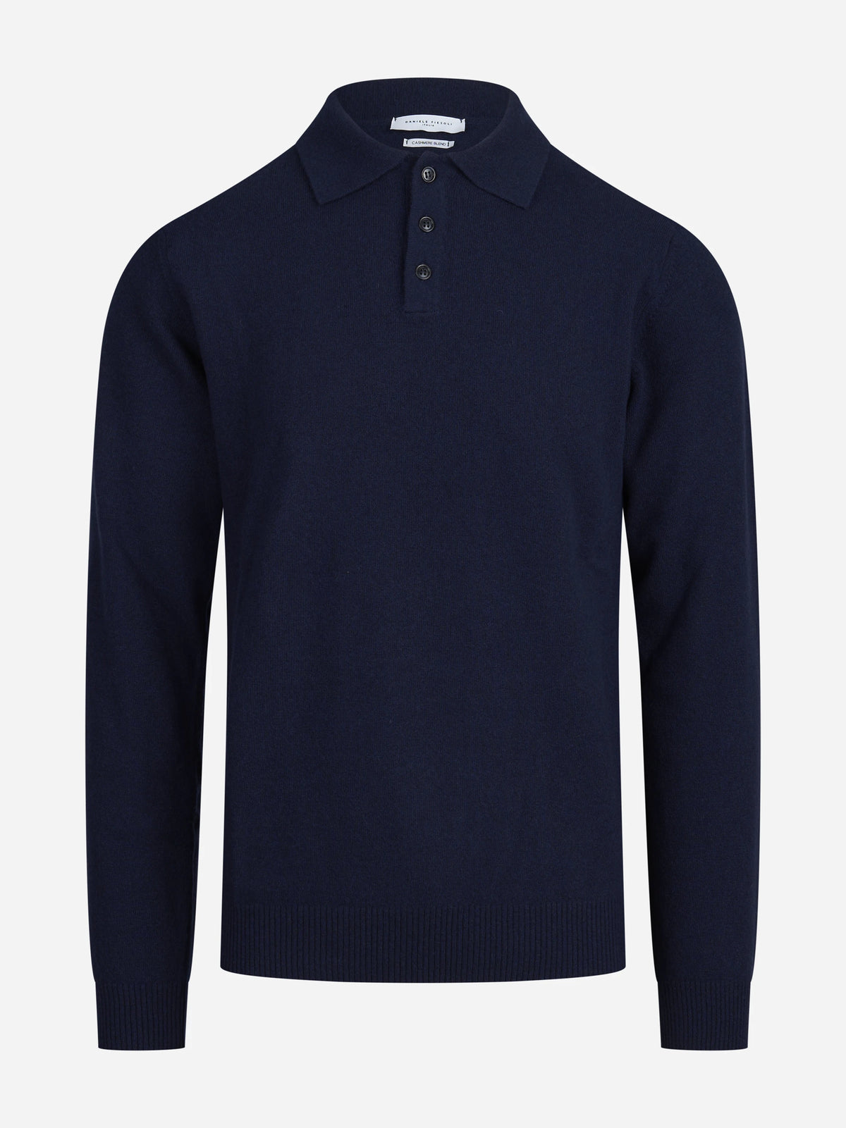 Polo in lana e cashmere blu - vista frontale