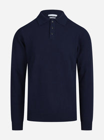 Polo in lana e cashmere blu - vista frontale
