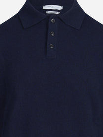 Polo in lana e cashmere blu - vista posteriore