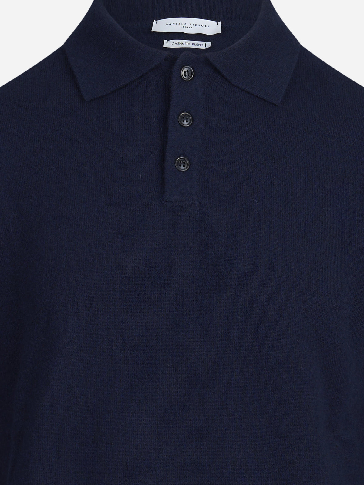 Polo in lana e cashmere blu - vista posteriore