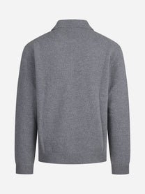 Polo skipper in lana e cashmere grigio - dettaglio del prodotto