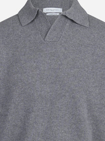 Polo skipper in lana e cashmere grigio - vista posteriore