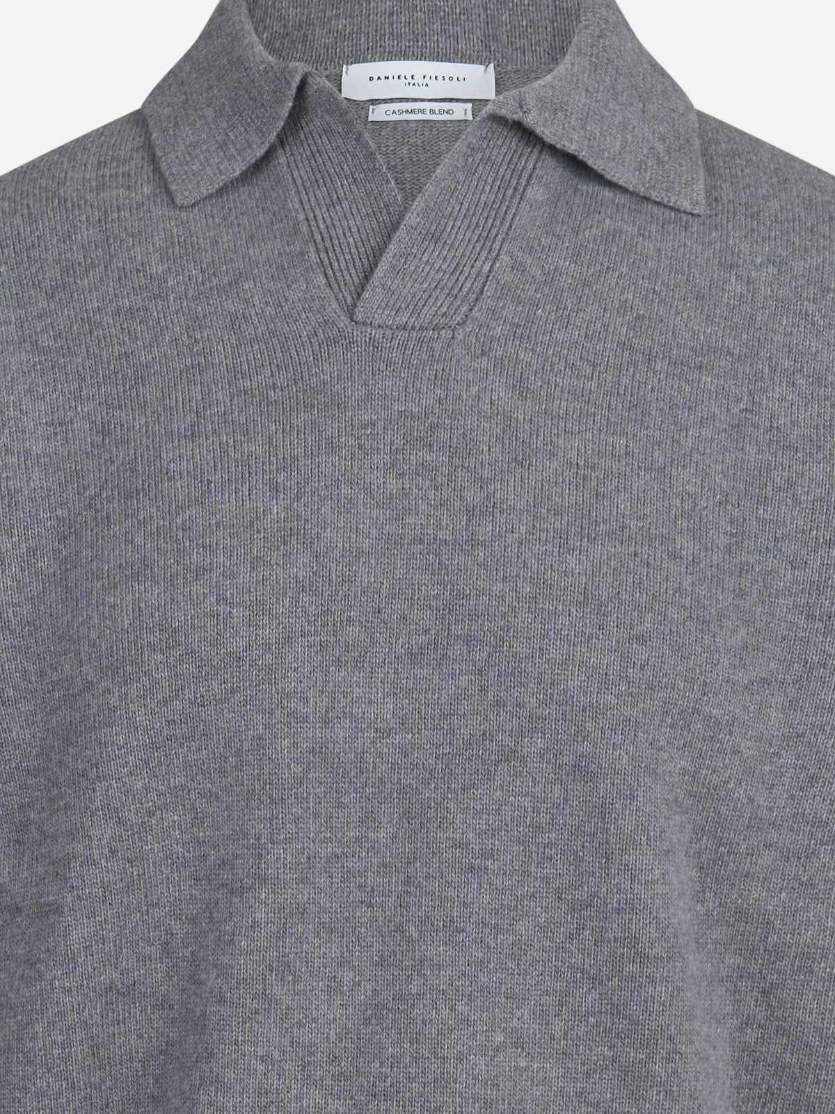 Polo skipper in lana e cashmere grigio - vista posteriore