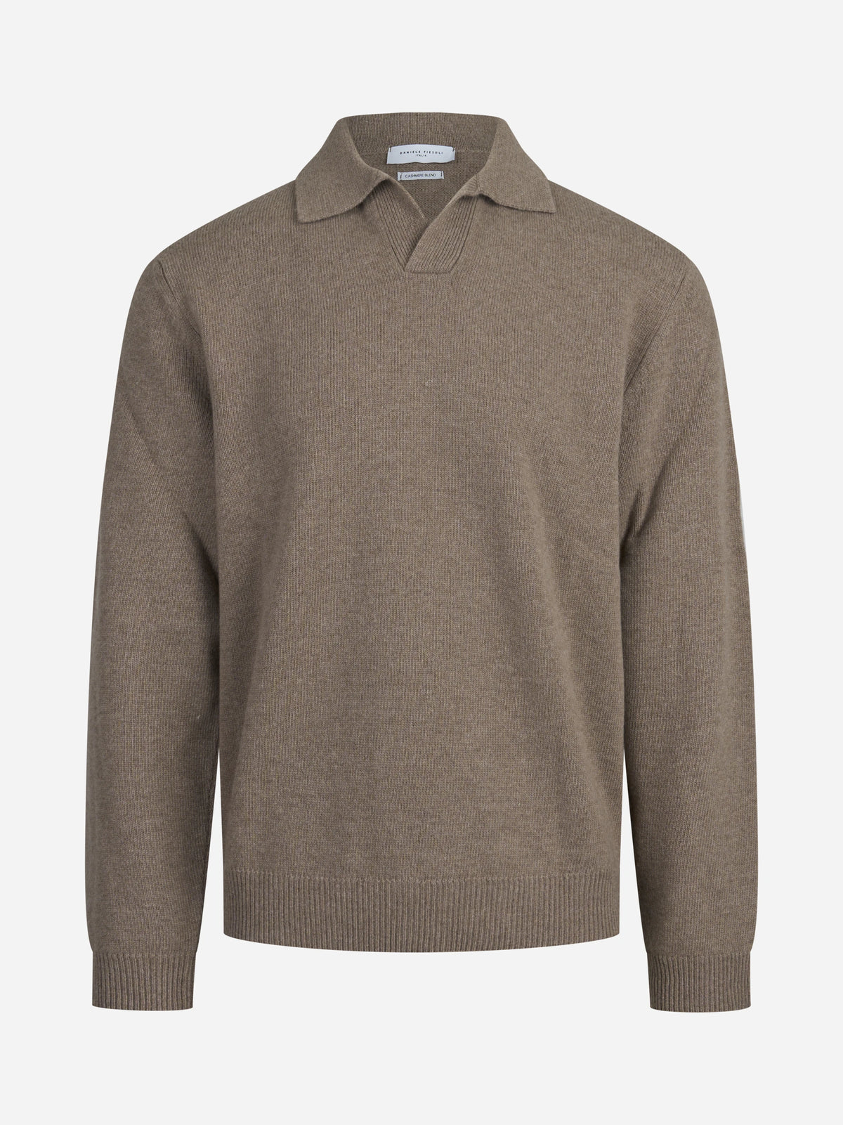Polo skipper in lana e cashmere beige - vista frontale