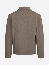 Polo skipper in lana e cashmere beige - dettaglio del prodotto