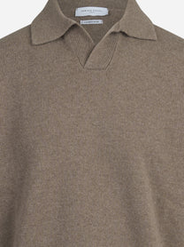 Polo skipper in lana e cashmere beige - vista posteriore