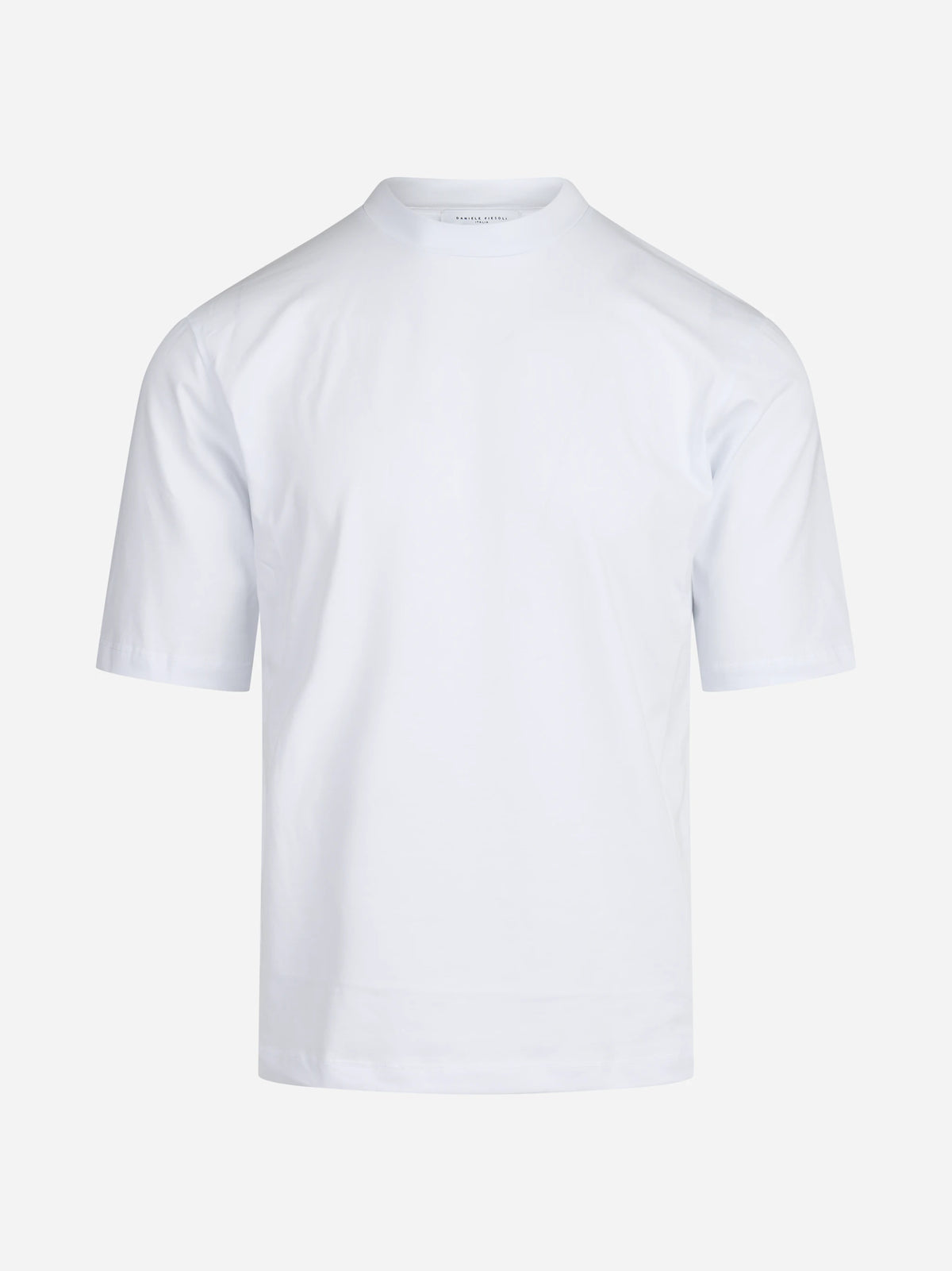 T-shirt girocollo in cotone stretch bianco - vista frontale