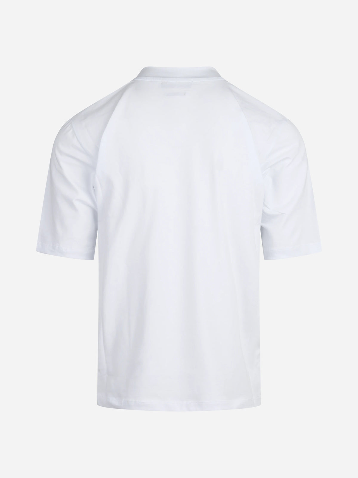 T-shirt girocollo in cotone stretch bianco - dettaglio del prodotto