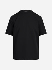 T-shirt girocollo in cotone stretch nero - vista frontale