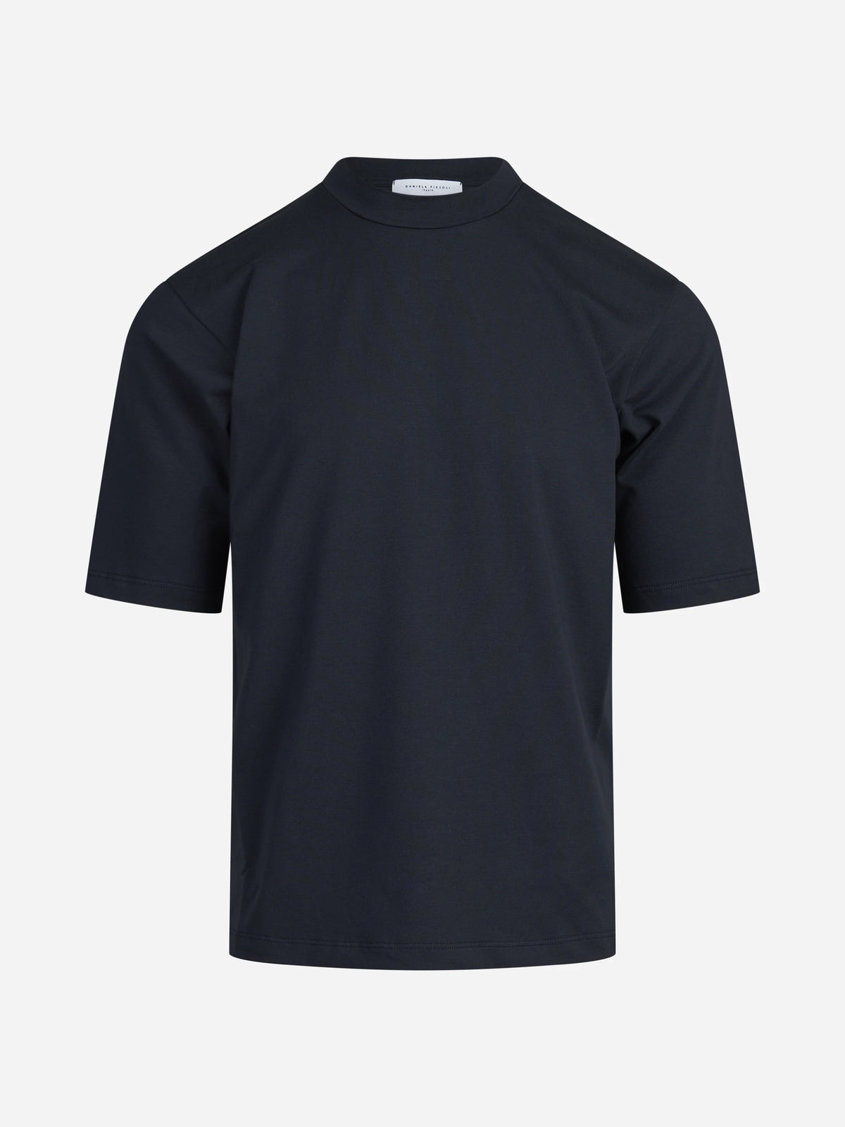 T-shirt girocollo in cotone stretch blu - vista frontale