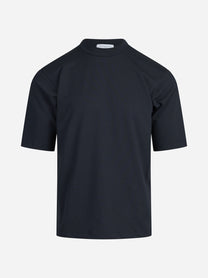 T-shirt girocollo in cotone stretch blu - vista frontale
