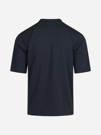 T-shirt girocollo in cotone stretch blu - dettaglio del prodotto