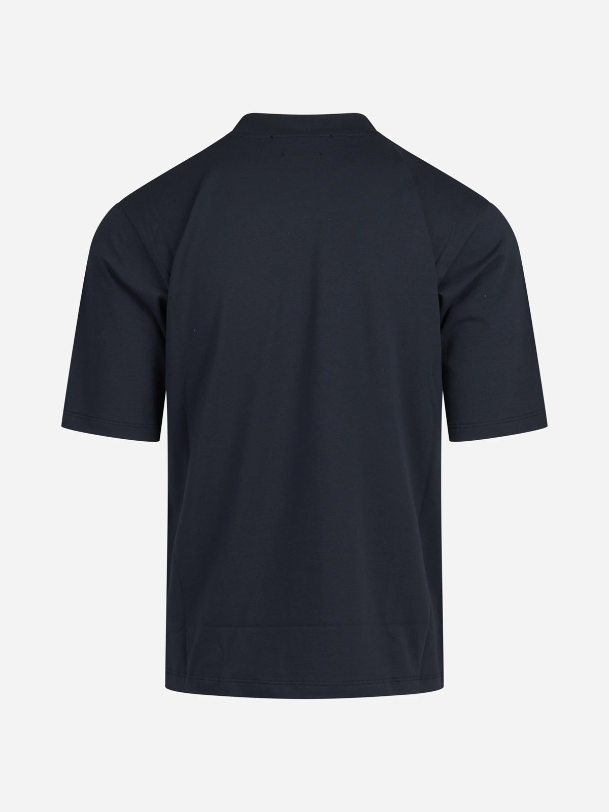 T-shirt girocollo in cotone stretch blu - dettaglio del prodotto