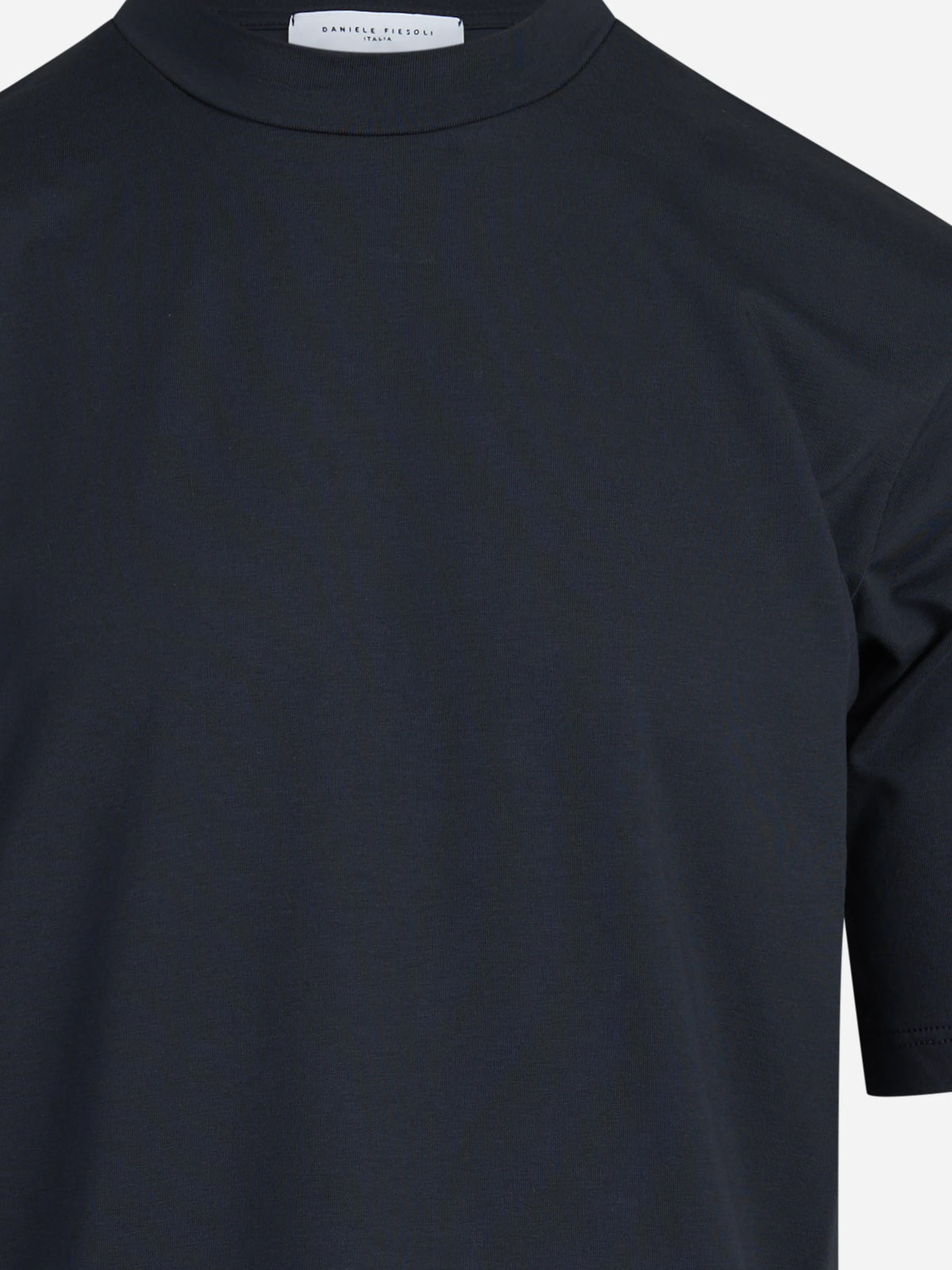 T-shirt girocollo in cotone stretch blu - vista posteriore