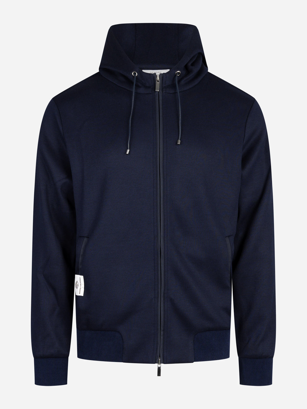 Felpa con cappuccio e zip blu DEVORE - vista frontale