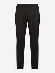 Pantaloni in lana e cashmere marrone - vista frontale