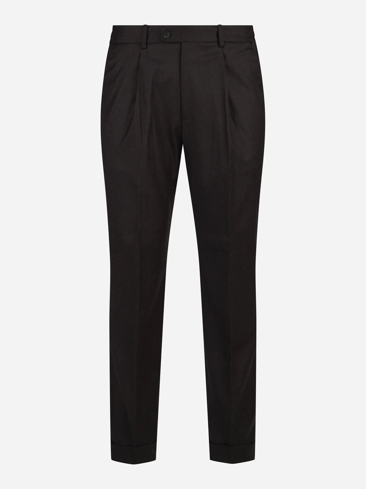 Pantaloni in lana e cashmere marrone - vista frontale