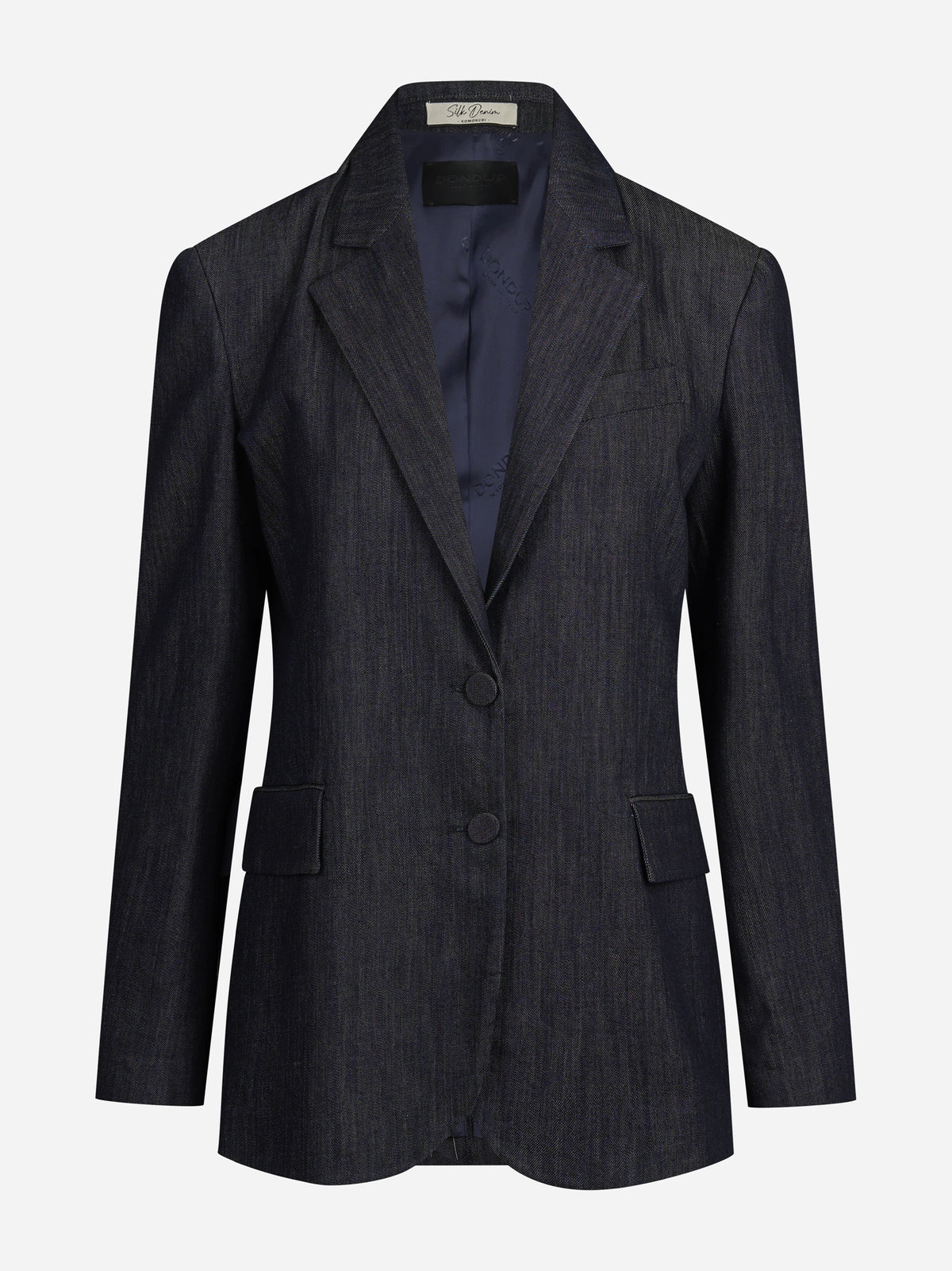 Blazer regular fit in cotone e seta blu - vista frontale