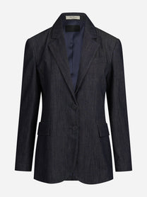 Blazer regular fit in cotone e seta blu - vista frontale