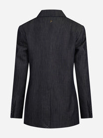 Blazer regular fit in cotone e seta blu - dettaglio del prodotto