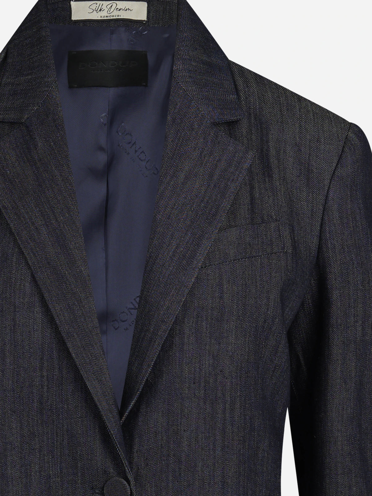 Blazer regular fit in cotone e seta blu - vista posteriore