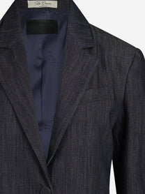 Blazer regular fit in cotone e seta blu - vista posteriore