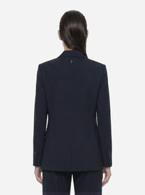Blazer doppiopetto in gabardina di lana stretch blu