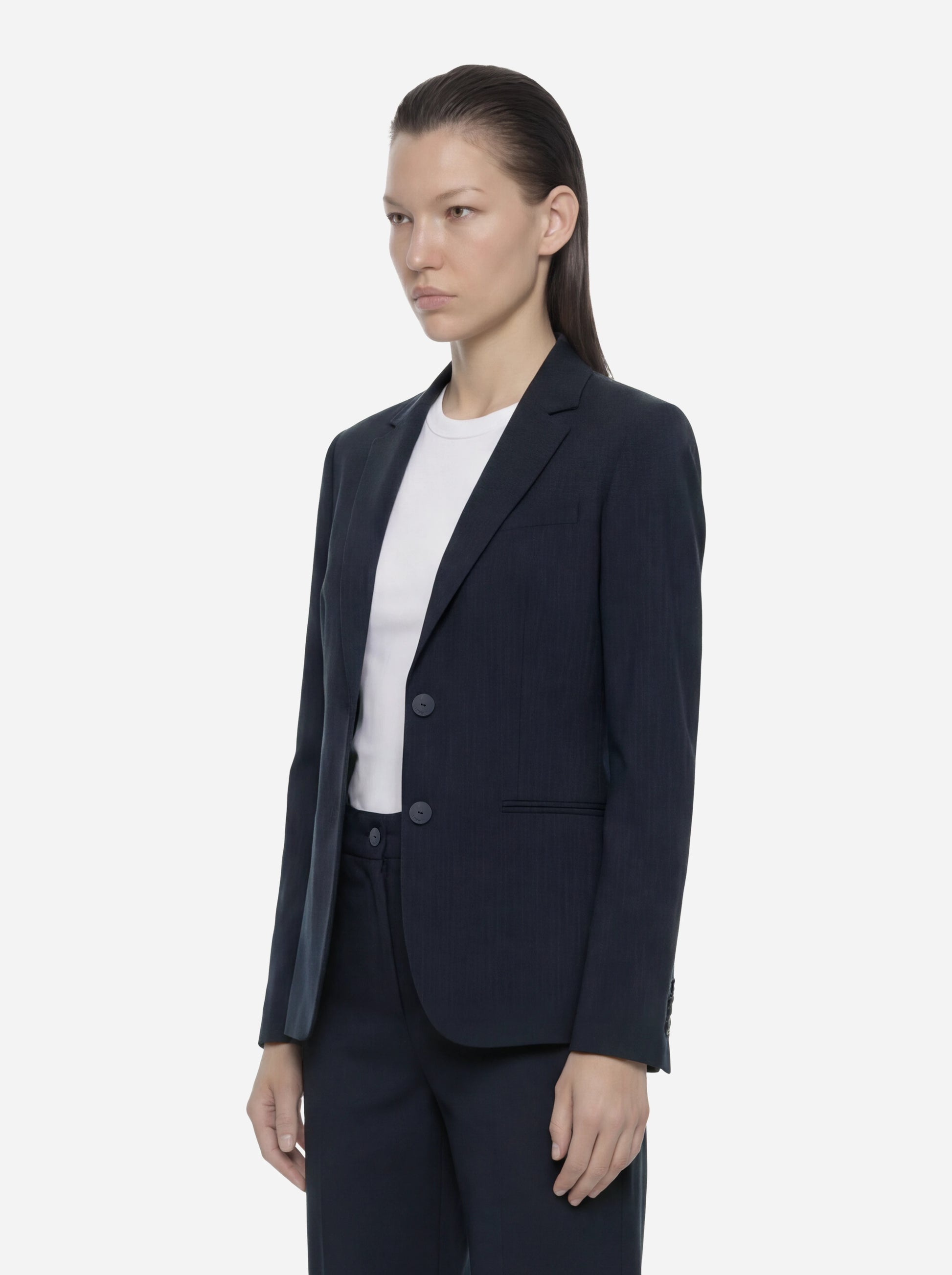 Blazer monopetto blu in viscosa e lino