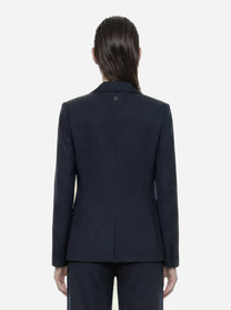 Blazer monopetto blu in viscosa e lino