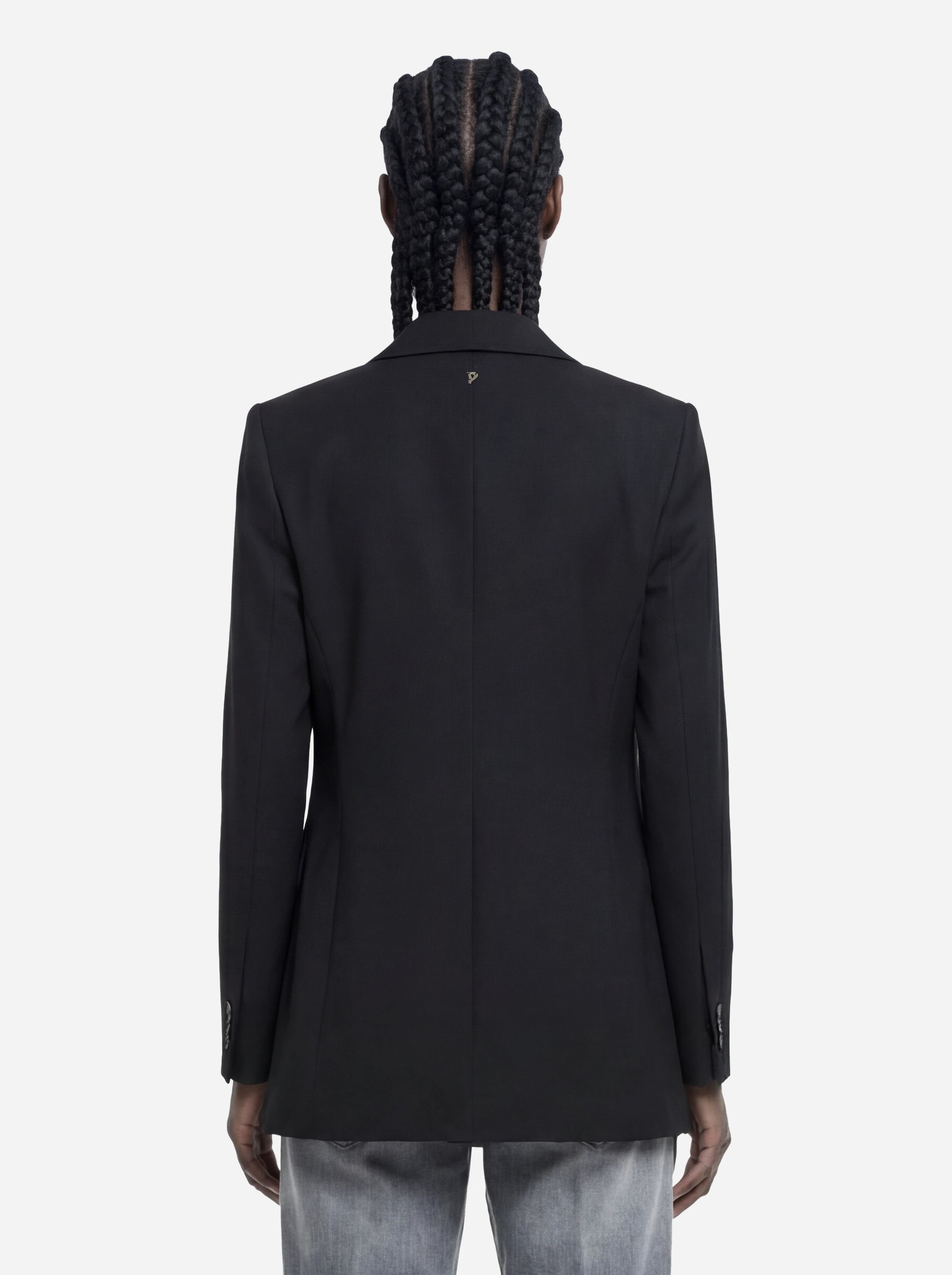 Blazer monopetto regular in gabardina fresco lana nero
