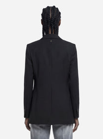 Blazer monopetto regular in gabardina fresco lana nero