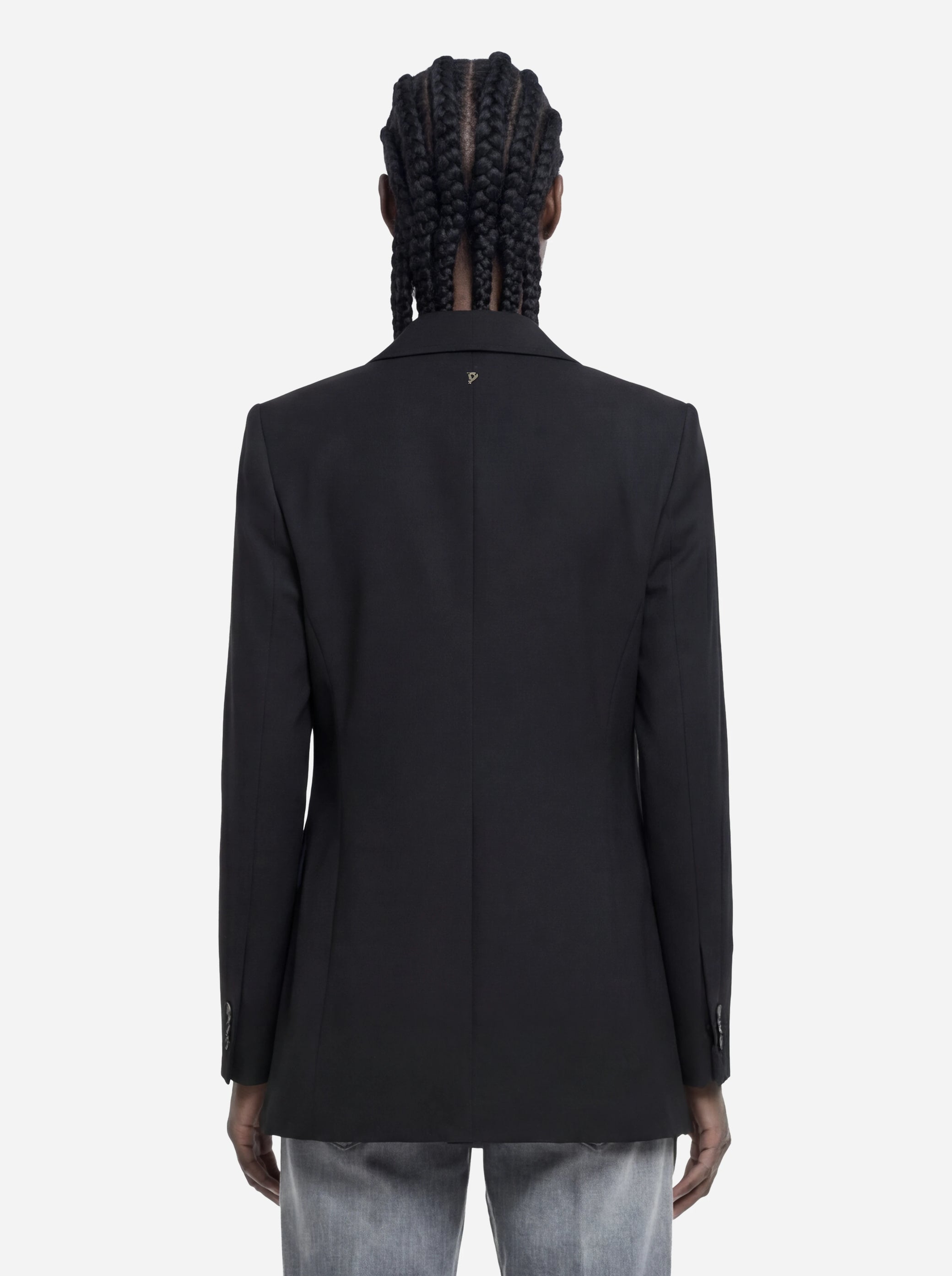 Blazer monopetto regular in gabardina fresco lana nero