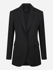 Blazer monopetto regular in gabardina fresco lana nero