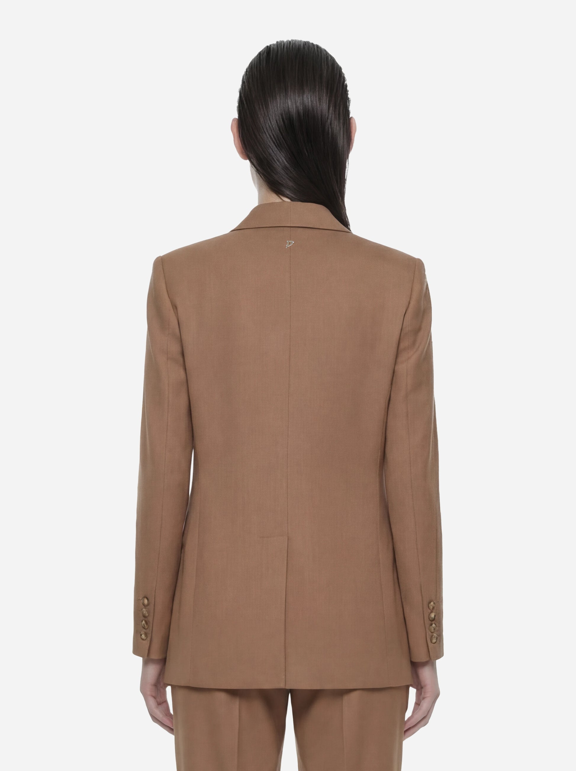 Blazer doppiopetto beige in visocsa e lino