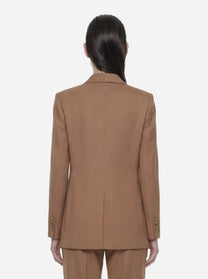 Blazer doppiopetto beige in visocsa e lino