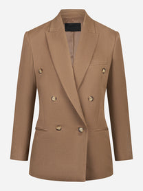 Blazer doppiopetto beige in visocsa e lino