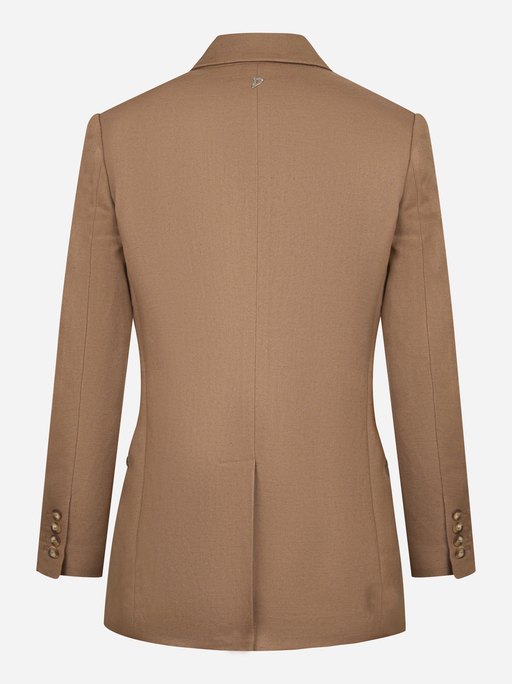 Blazer doppiopetto beige in visocsa e lino