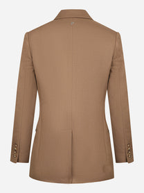 Blazer doppiopetto beige in visocsa e lino