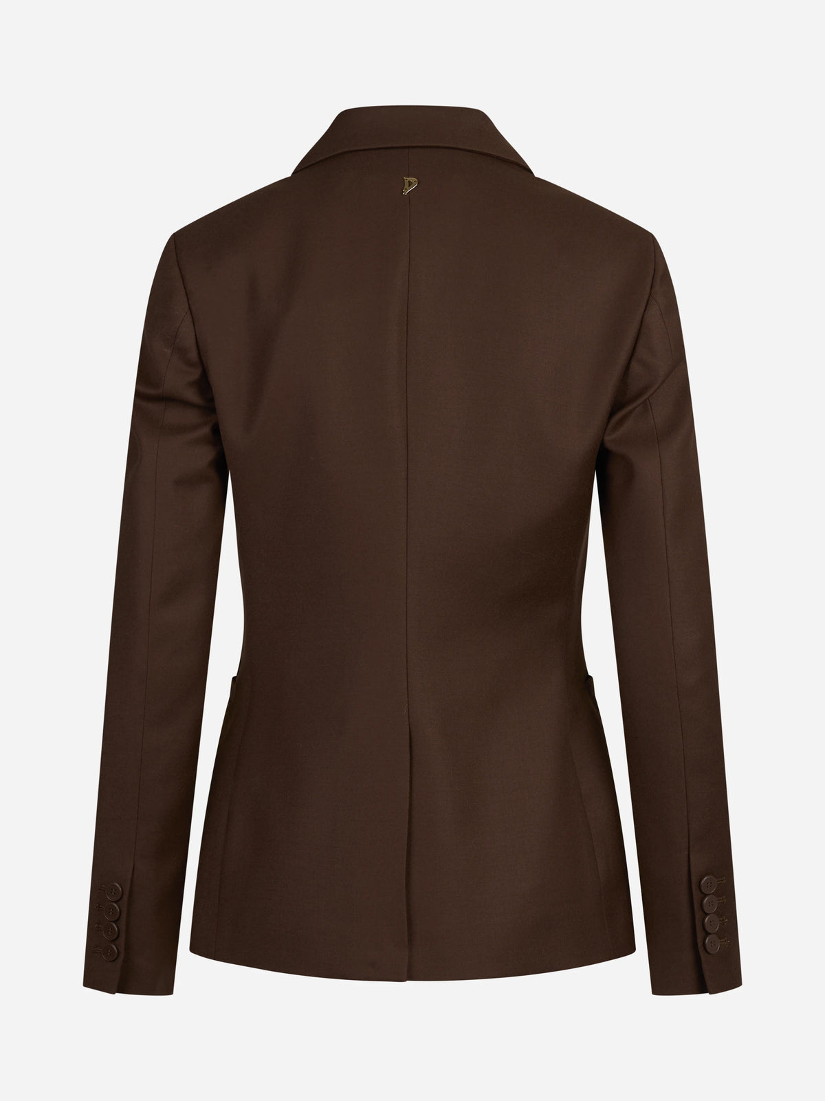 Blazer slim fit in lana stretch marrone - vista posteriore