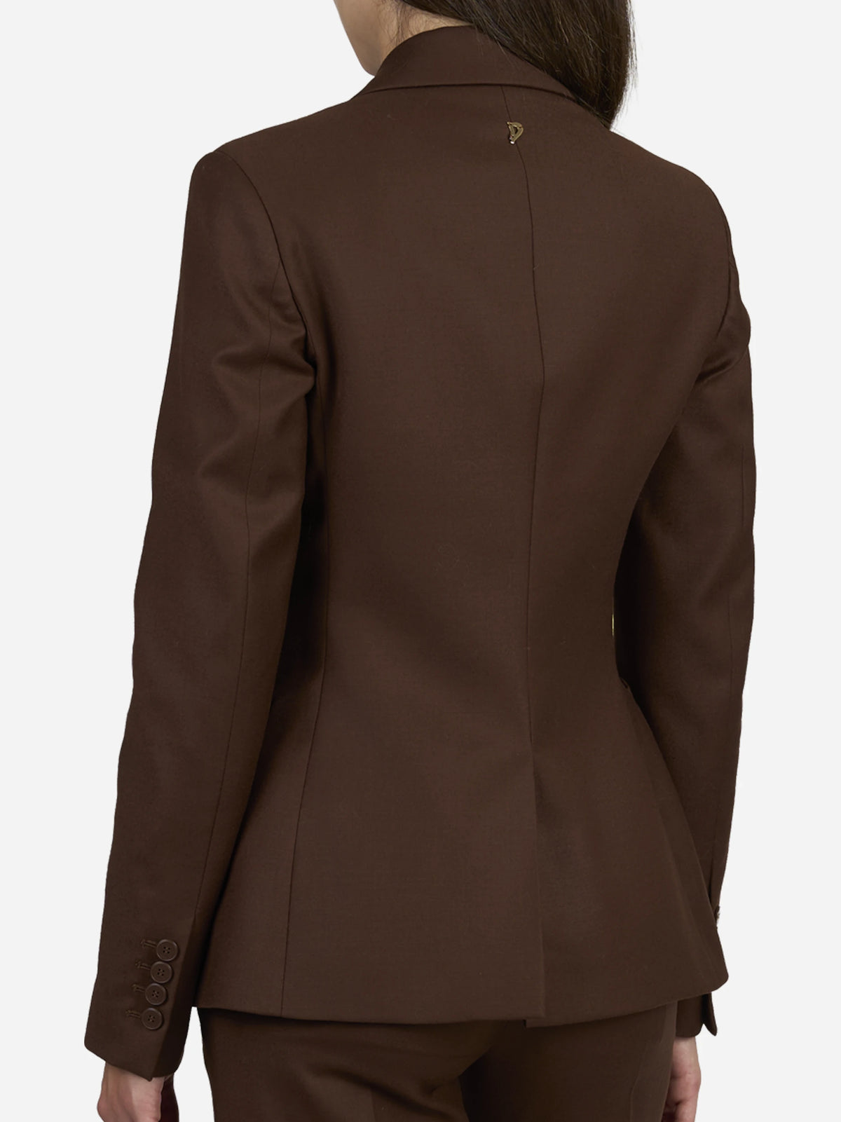 Blazer slim fit in lana stretch marrone - indossato, vista alternativa