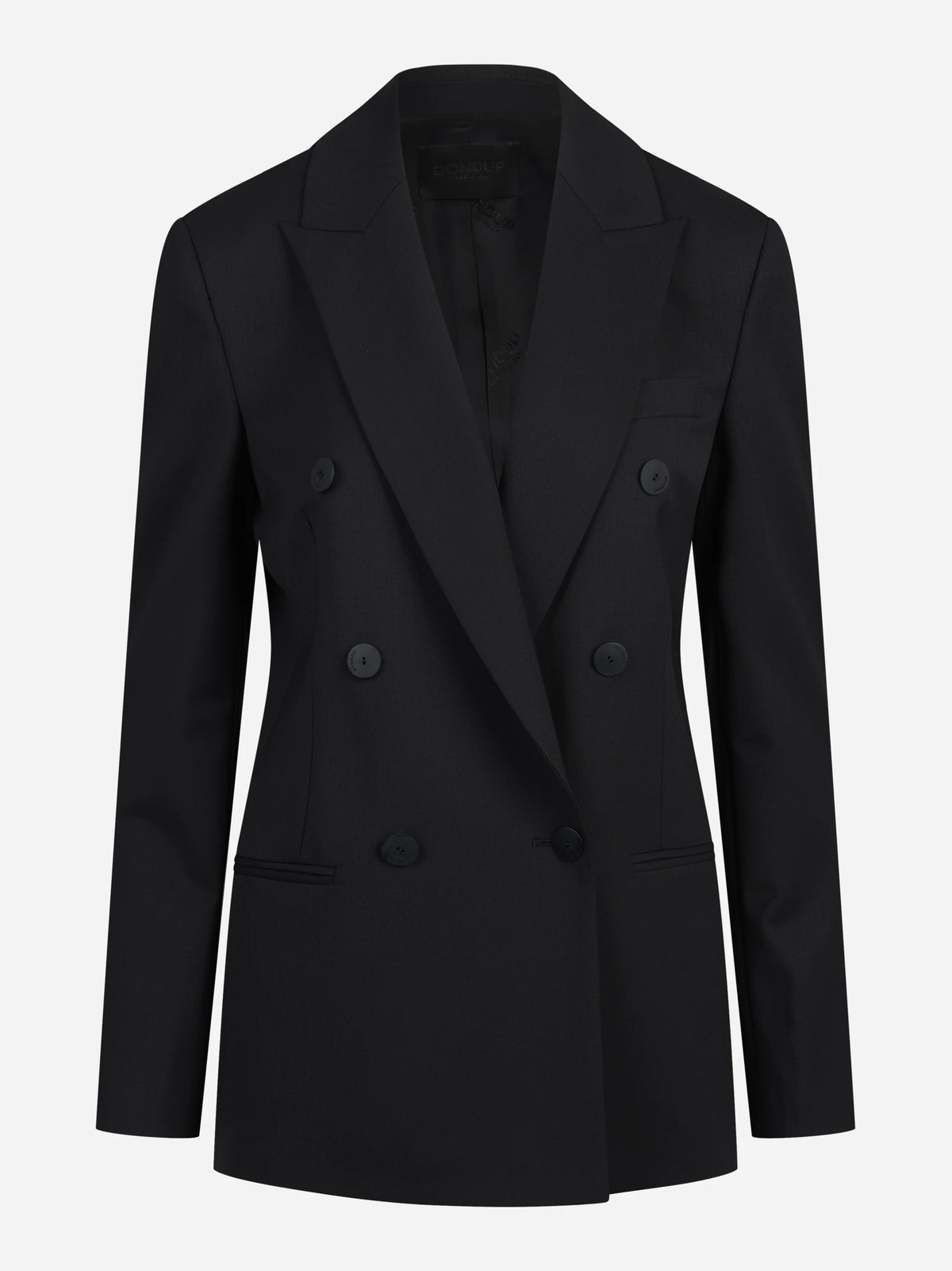 Blazer doppiopetto in lana stretch nero - vista frontale
