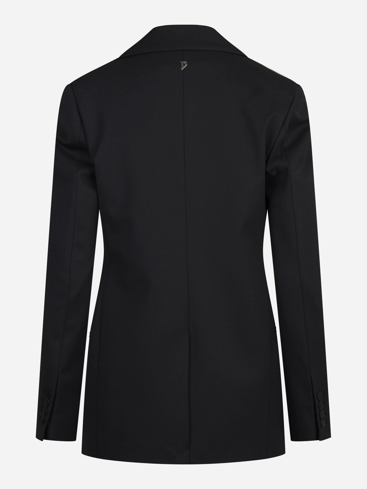 Blazer doppiopetto in lana stretch nero - vista posteriore