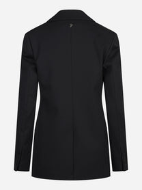 Blazer doppiopetto in lana stretch nero - vista posteriore