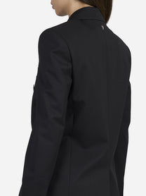 Blazer doppiopetto in lana stretch nero - indossato, vista alternativa