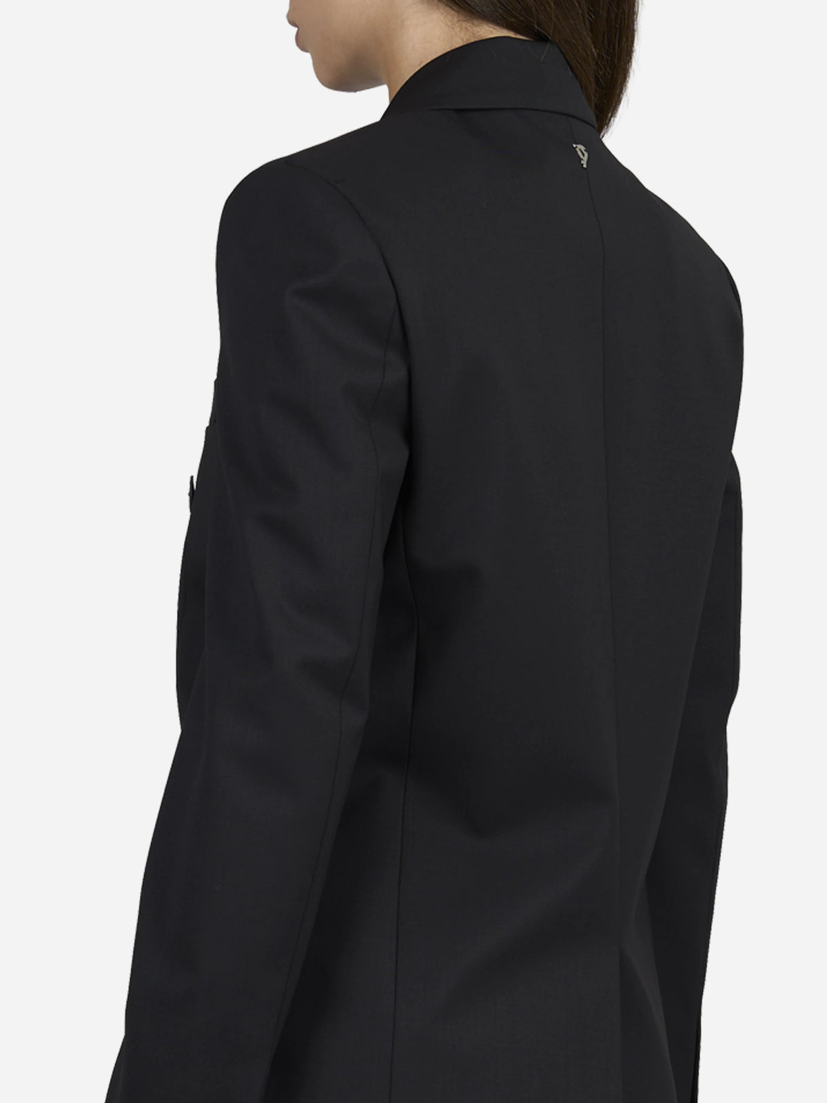 Blazer doppiopetto in lana stretch nero - indossato, vista alternativa