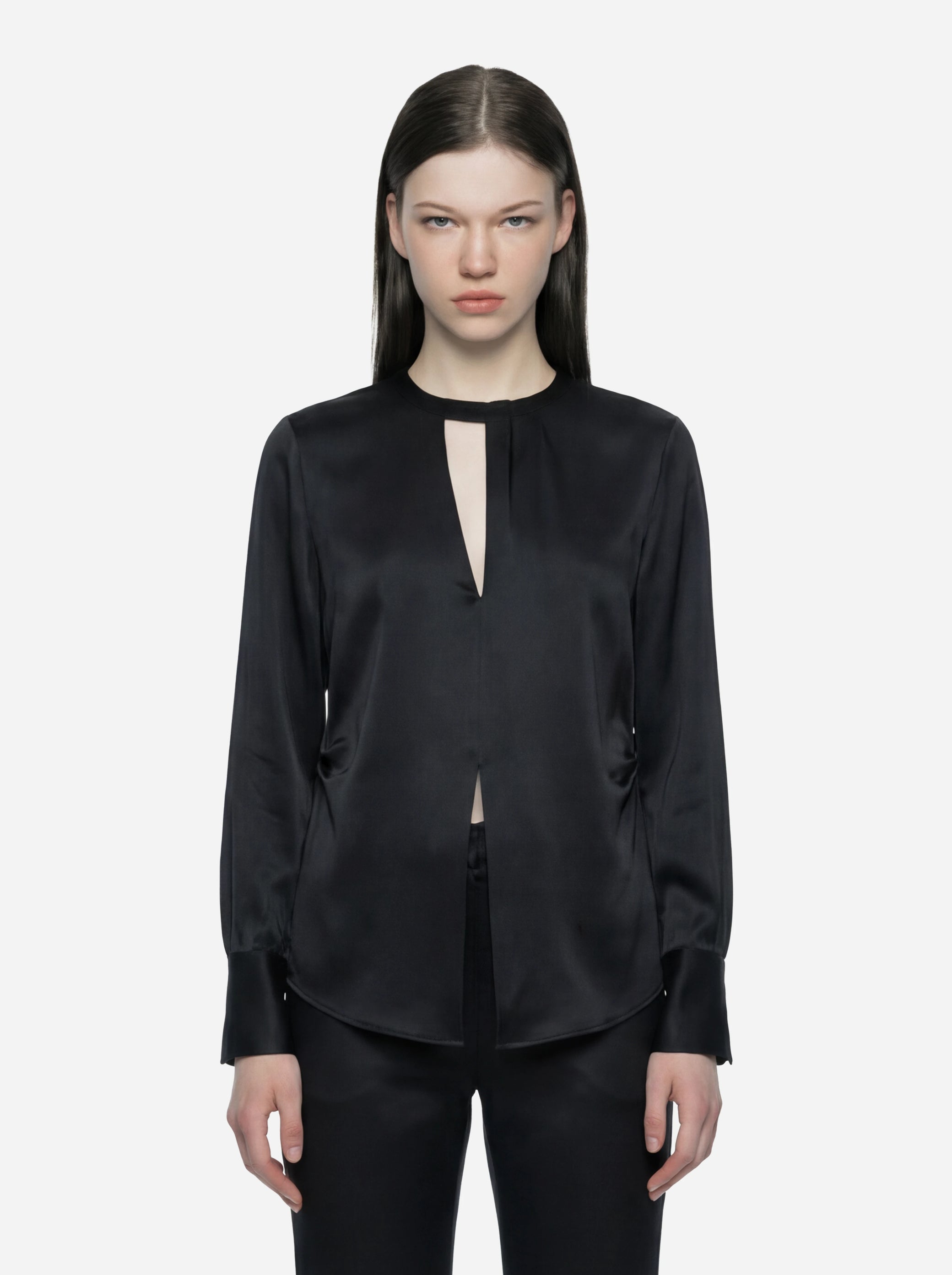 Camicia in misto seta nera