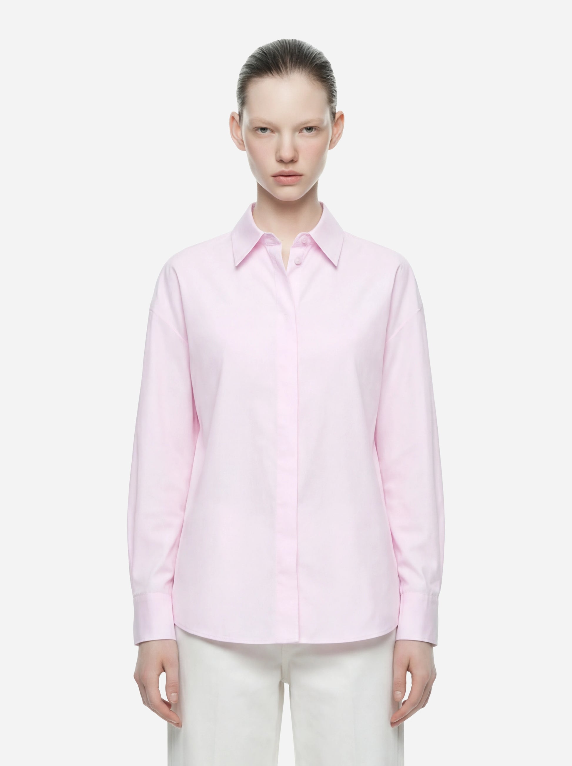 Camicia slim in cotone rosa