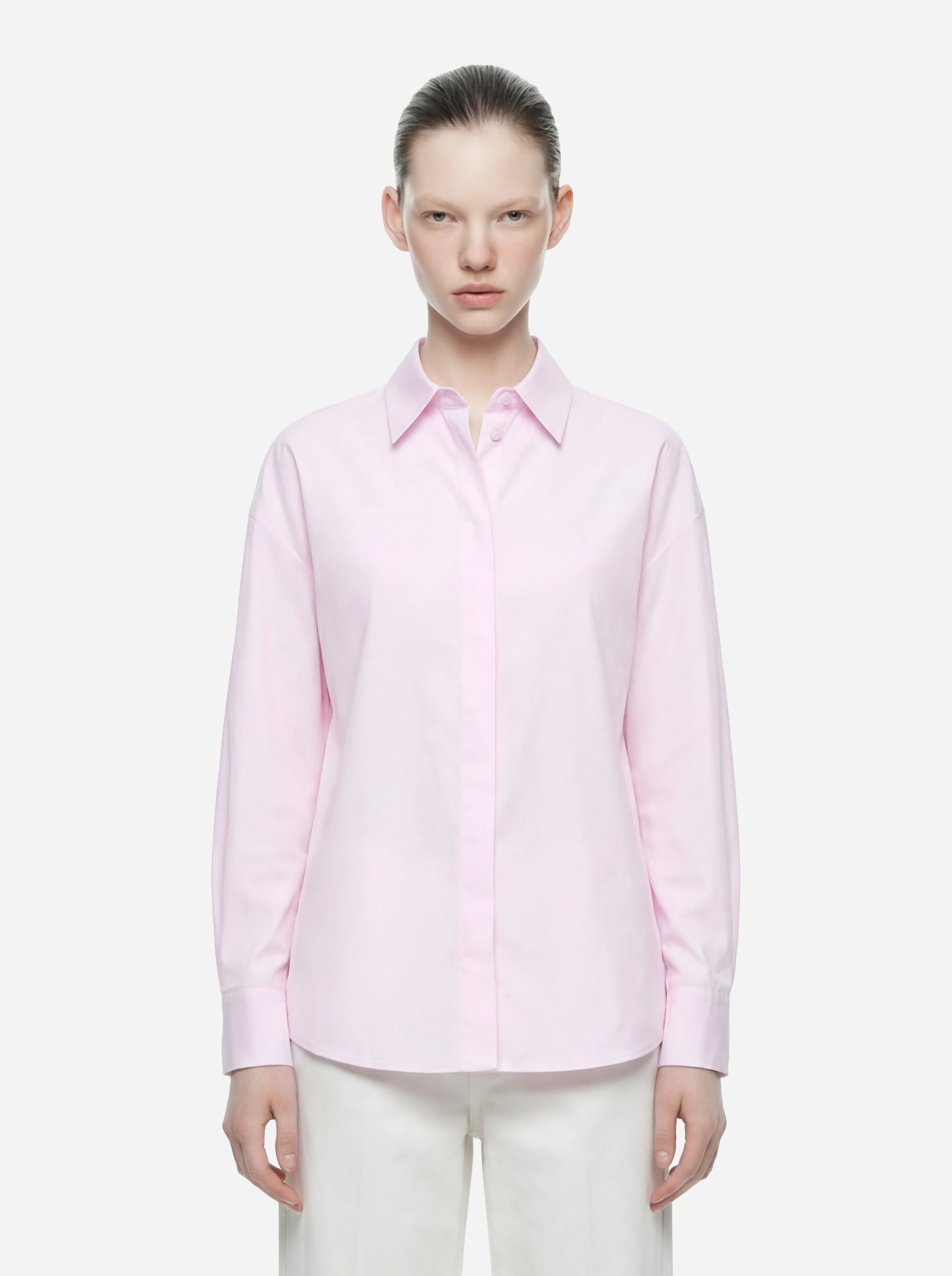 Camicia slim in cotone rosa